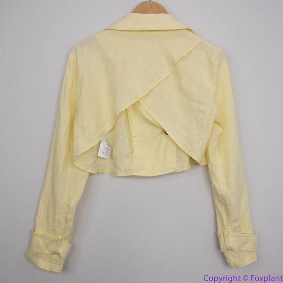 NEW Free People 100% Linen Crossover Back Bennie Crop Blazer, L - Picture 5 of 16